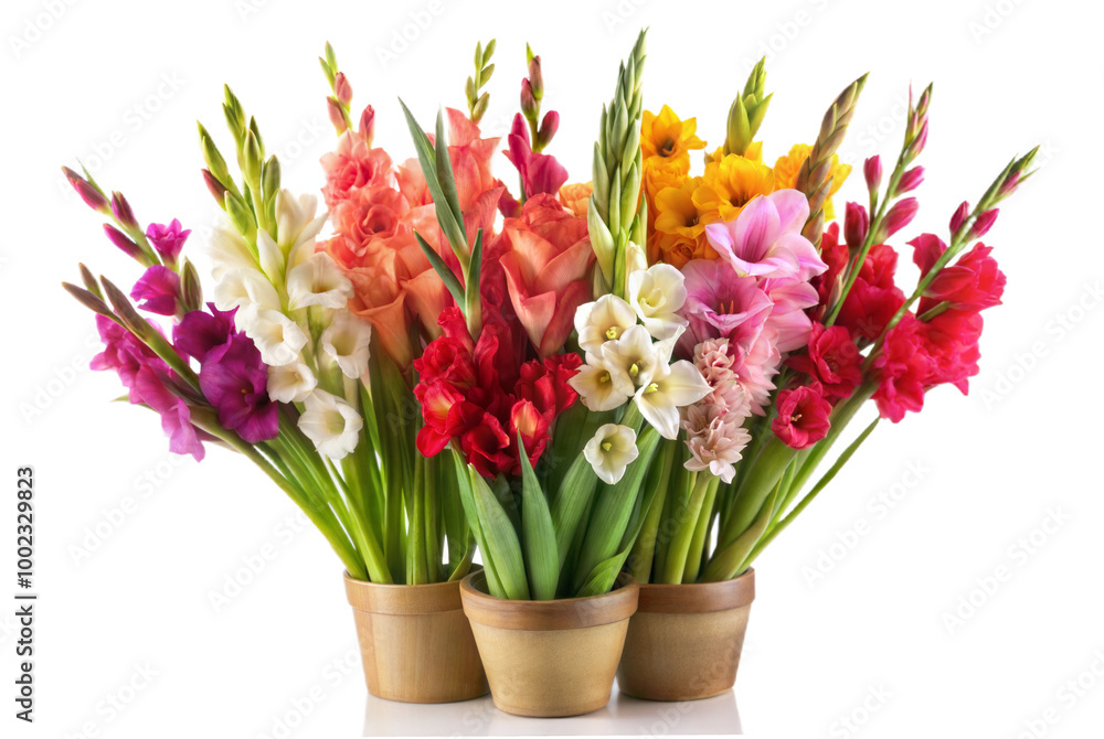 Bouquet of Gladiolus in a Pot - No Background