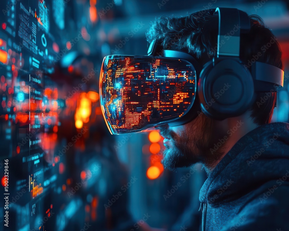 Software development team working in a virtual reality environment with holographic code Futuristic Hologram High Detail Software development team working in a virtual reality environment with holographic code Futuristic Hologram High Detail