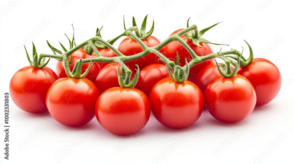 Fresh Red Tomatoes Arranged on a White Background, Showcasing Their Vibrant Color and Healthy Appeal Fresh Red Tomatoes Arranged on a White Background, Showcasing Their Vibrant Color and Healthy Appeal