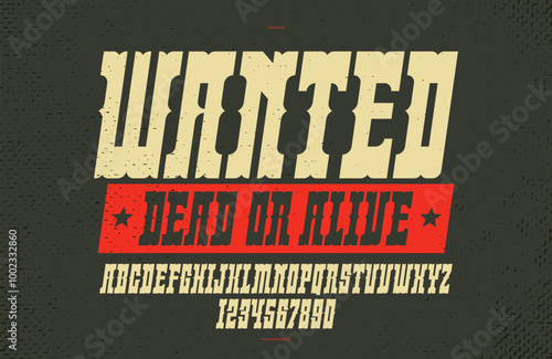 Massive serif italic font in American style, wild west saloon and western vector typography for logo creation, bold typeface in vintage America style, display font for posters and headlines.