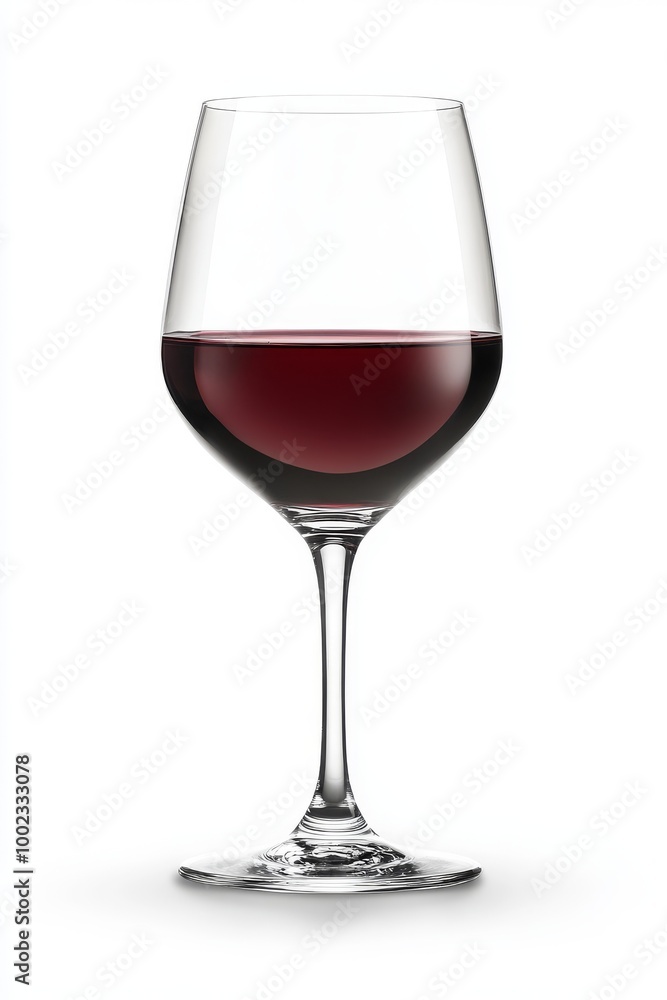 A Clear Glass of Red Wine Elegantly Displayed on a White Background A Clear Glass of Red Wine Elegantly Displayed on a White Background