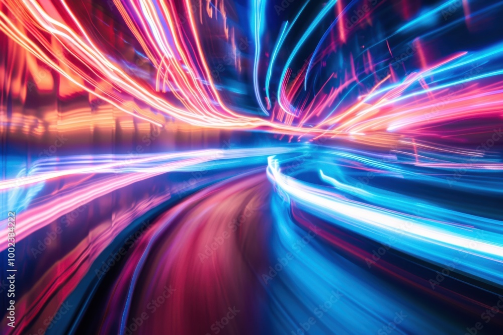 Neon Light Streaks in Vibrant Pink, Blue, and Purple Creating Futuristic Speed Trails
Neon Light Streaks in Vibrant Pink, Blue, and Purple Creating Futuristic Speed Trails