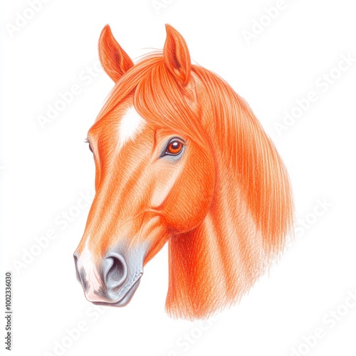 2408_123.Cute color pencil illustration on white background of Horse mango photo