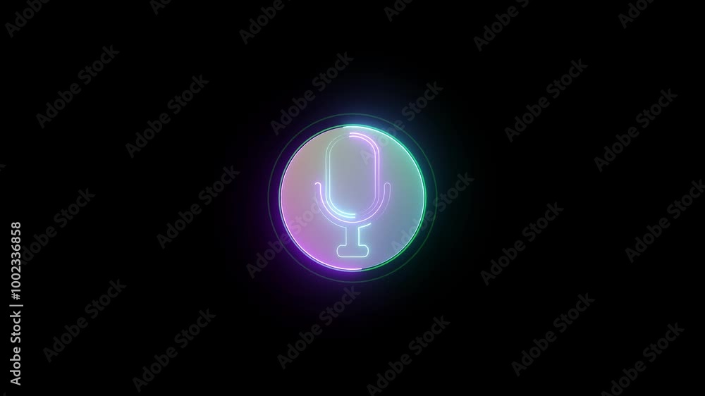 Neon line Microphone icon animation concept video. with radio wave. Neon line Microphone icon animation concept video. with radio wave.