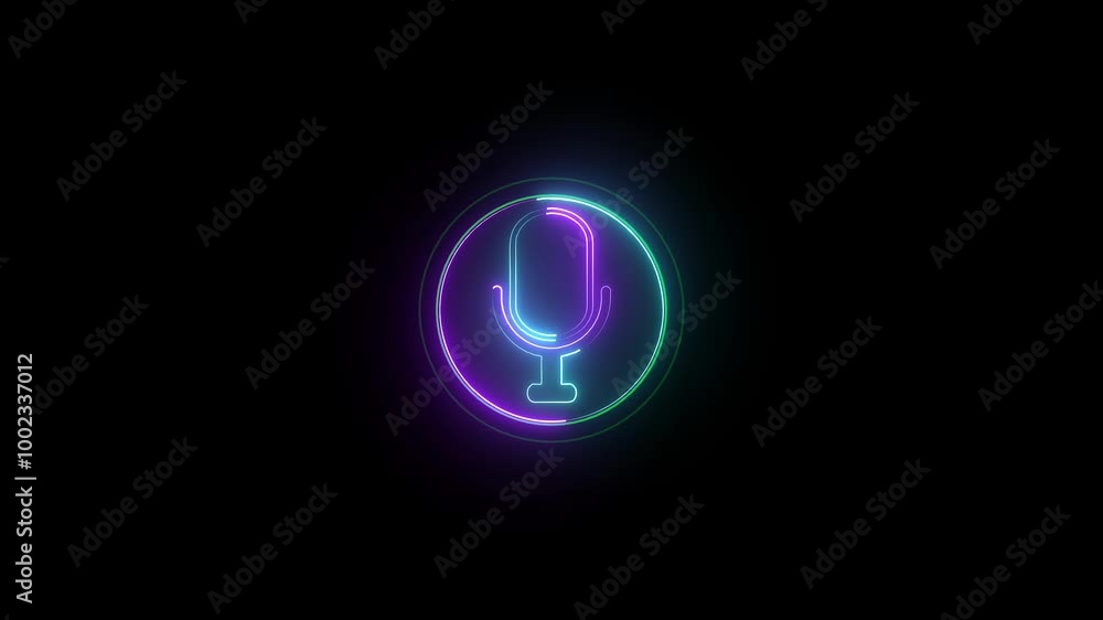 Neon line Microphone icon animation concept video. Neon line Microphone icon animation concept video.