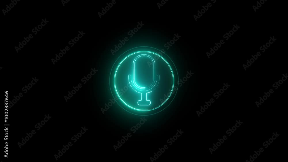 Neon line Microphone icon animation concept video. Neon line Microphone icon animation concept video.
