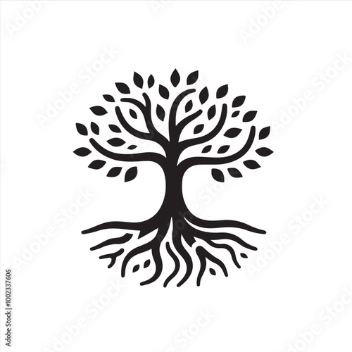 Sophisticated Vector Black Tree of Life Icon: A Stunning Design Element for Organic Products, Holistic Branding, and Nature-Focused Creative Projects