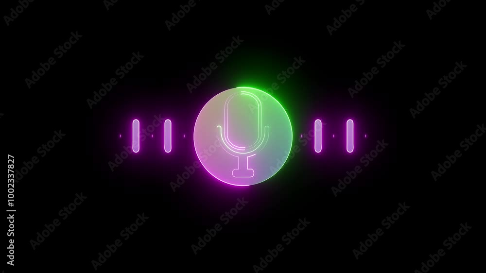 Neon line Microphone icon animation concept video. with radio wave. Neon line Microphone icon animation concept video. with radio wave.