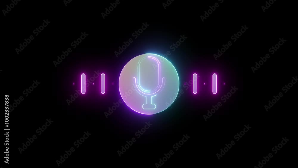 Microphone icon animation concept video. with radio wave. Microphone icon animation concept video. with radio wave.