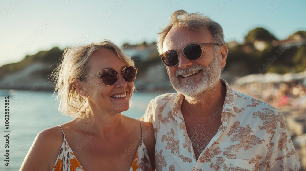 Beautiful happy senior couple dating at the seaside during summertime
Beautiful happy senior couple dating at the seaside during summertime