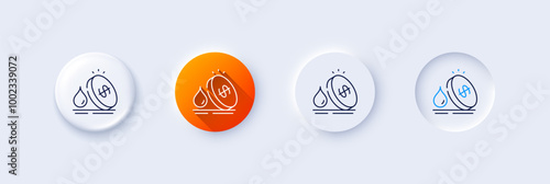 Fuel prices line icon. Neumorphic, Orange gradient, 3d pin buttons. Petrol price sign. Diesel rate symbol. Line icons. Neumorphic buttons with outline signs. Vector