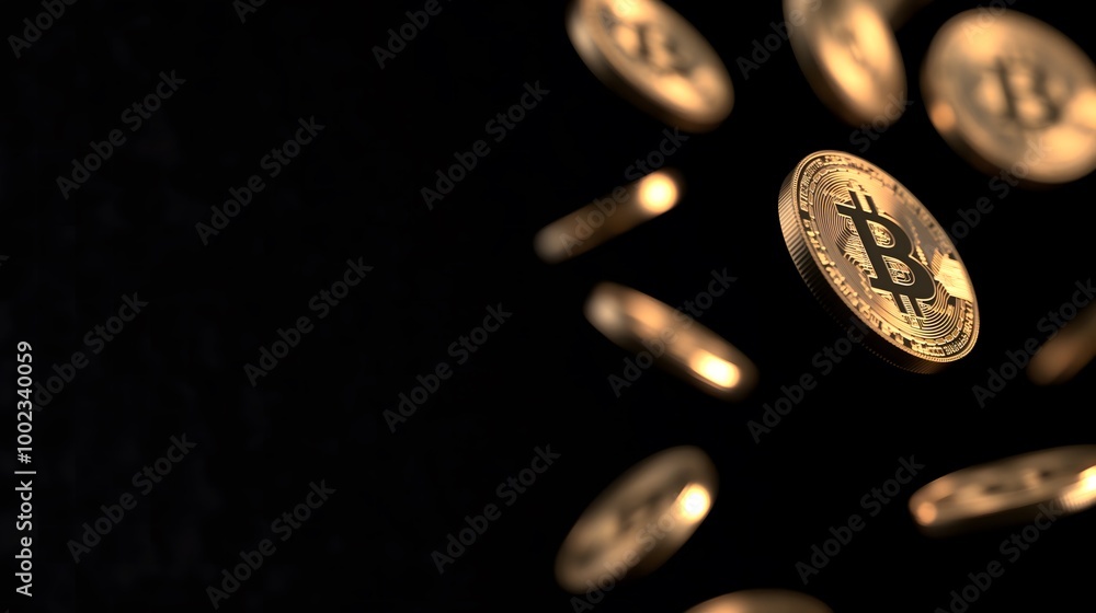 bitcoins fall like dark money pills from the night sky onto a black space of finance bitcoins fall like dark money pills from the night sky onto a black space of finance