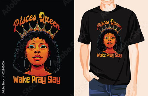 Black queen pisces t-shirt design unique idea