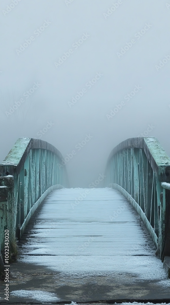 bridge in fog, reaching end, persistence, misty atmosphere bridge in fog, reaching end, persistence, misty atmosphere