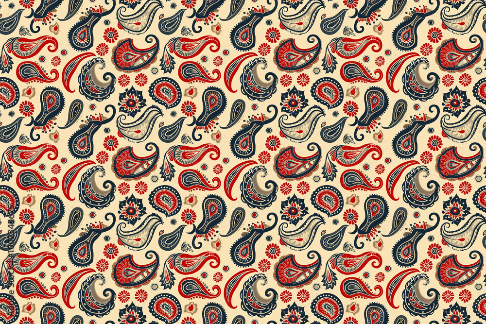 Naklejka premium abstract shapes persian paisley seamless texture pattern. background for cloth
