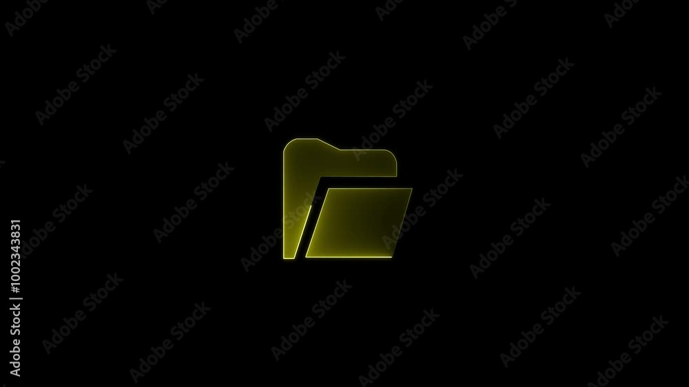 Glowing neon file folder sign. Glowing neon Folder icon isolated on black background. Glowing neon file folder sign. Glowing neon Folder icon isolated on black background.