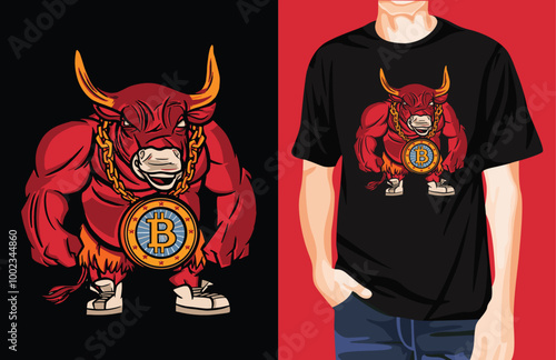 Bull bitcoin necklace T-shirt