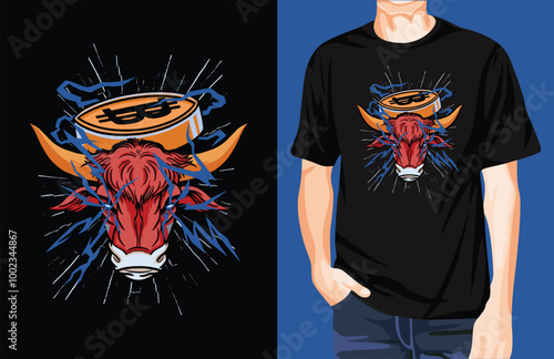 Bull Bitcoin t-shirt design unique idea