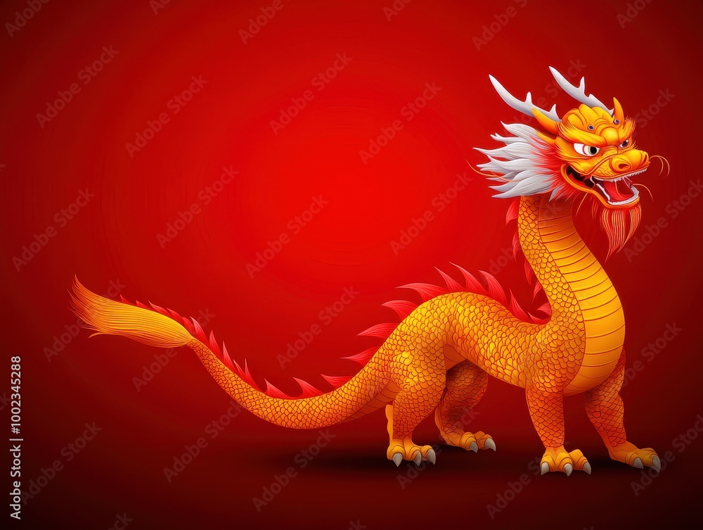 Fototapeta premium Cartoon dragon illustration with vibrant colors