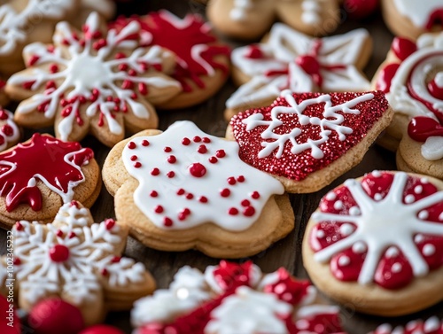 Close-up of a table covered with cookies