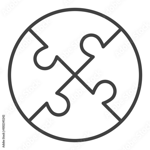 Puzzle vector Jigsaw Puzzles thin line round icon or symbol