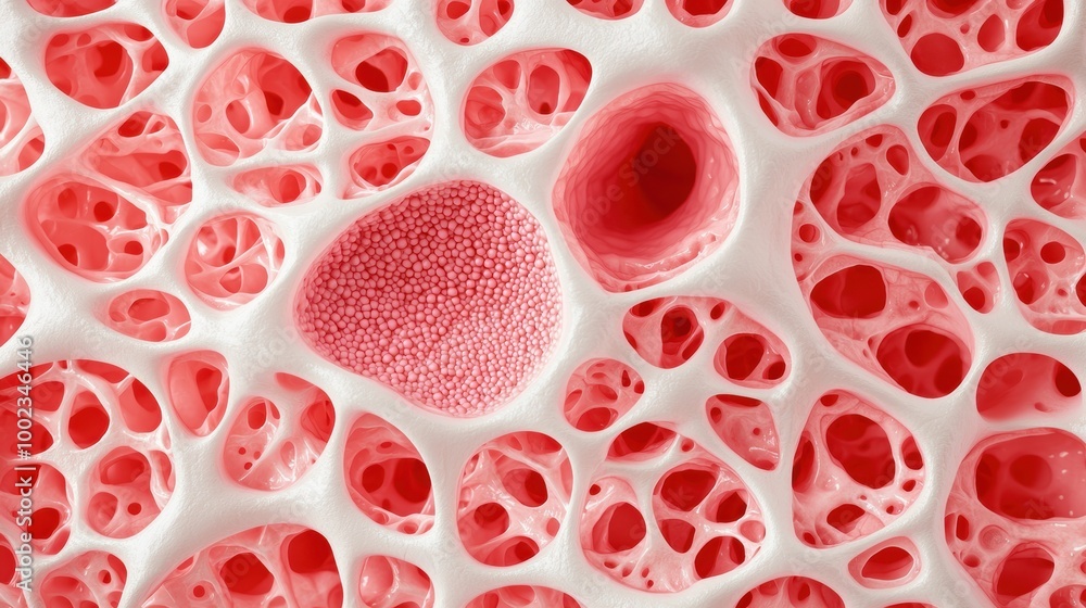 Fototapeta premium Red and White Abstract Cellular Structure Background