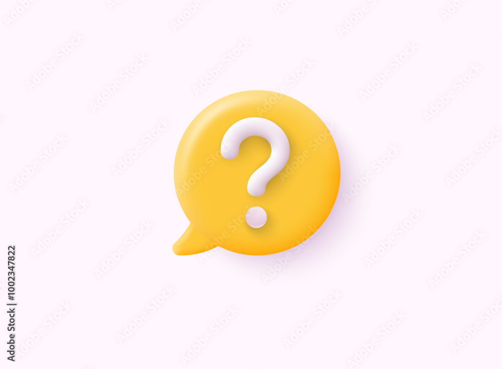 3d yellow question mark. Faq problem solution symbol. 3D vector illustration on isolated background. 3d yellow question mark. Faq problem solution symbol. 3D vector illustration on isolated background.