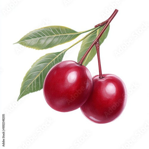 2408_062.Cute color pencil illustration on white background of Jujube