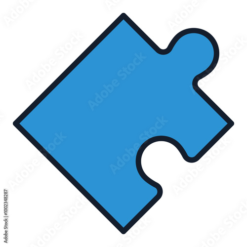One Blue Puzzle Piece vector Jigsaw Puzzles colored icon or symbol