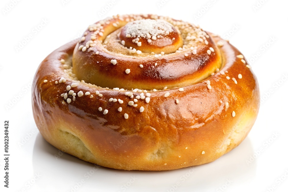 Fototapeta premium Classic sweet bun on a white background