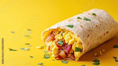 Delicious Breakfast Burrito with Eggs photo