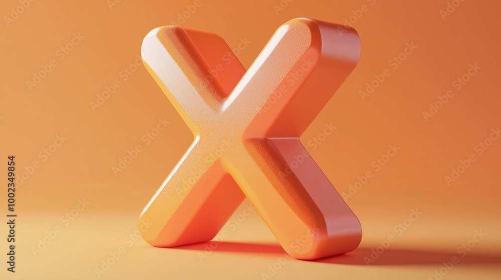 Obraz premium Letter X font orange frame uppercase for children toy learning on solid background