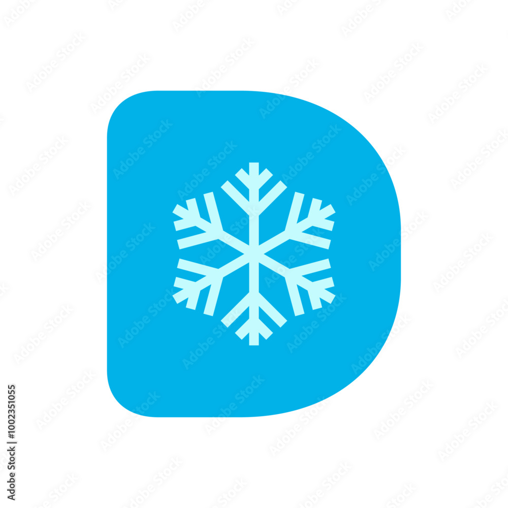 Tiempo de Navidad. Logo con letra inicial D con copo de nieve para su uso en tarjetas y felicitaciones