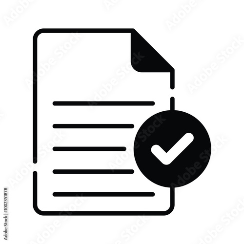 A document icon with a check mark symbol, indicating approval