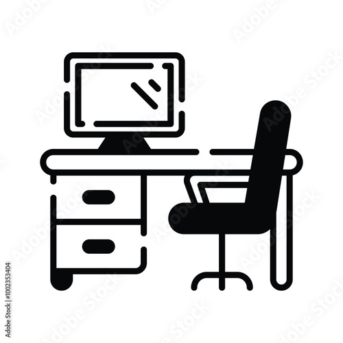 An office desk with a computer setup, symbolizing workspace or workstation