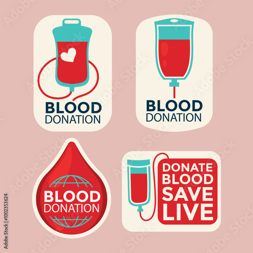 Blood donation vector logo template badges set collection