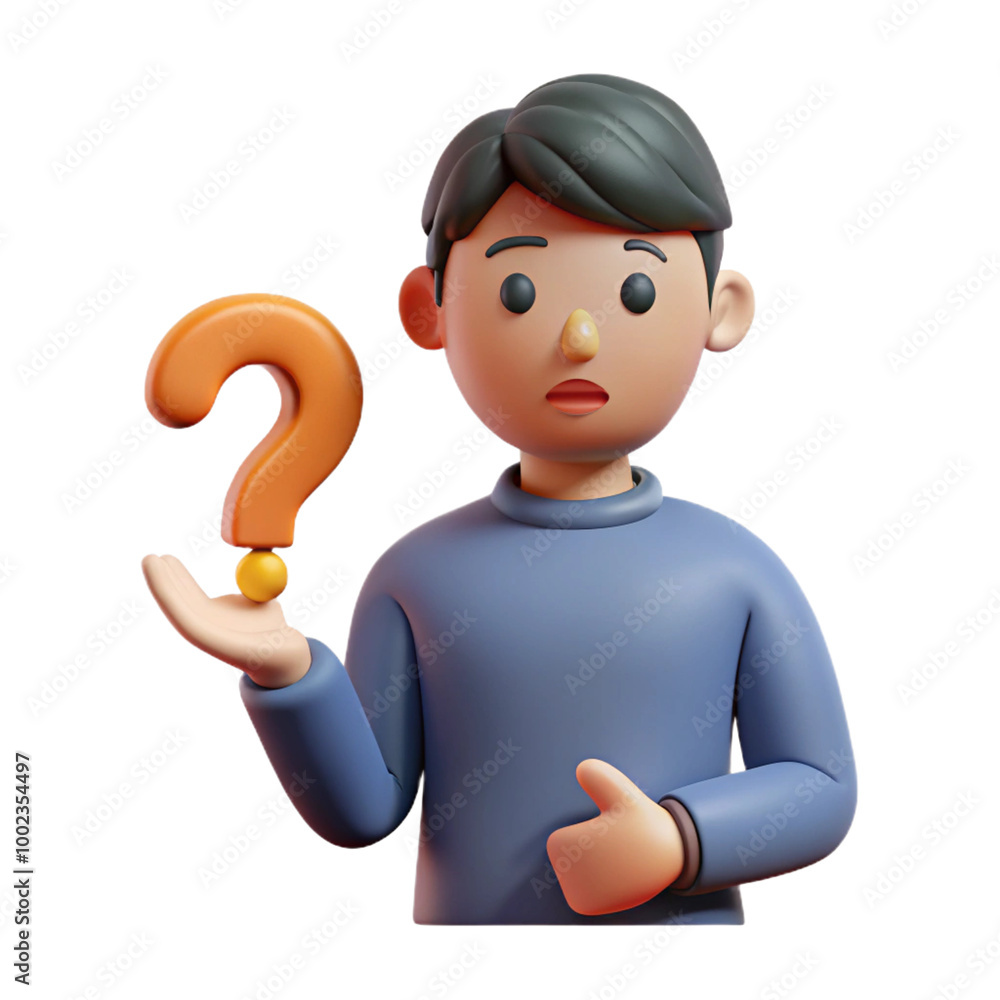 Questioning 3d cartoon style illustration Questioning 3d cartoon style illustration