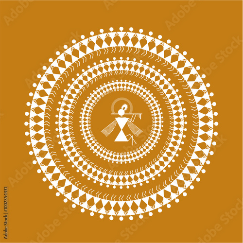 warli art illustration design with Krishna janmashtami celebration , vector illustration design.