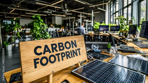 Modern Office Focused on Carbon Footprint Awareness