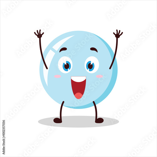 Cute rise hand happy expression of bubble cartoon character