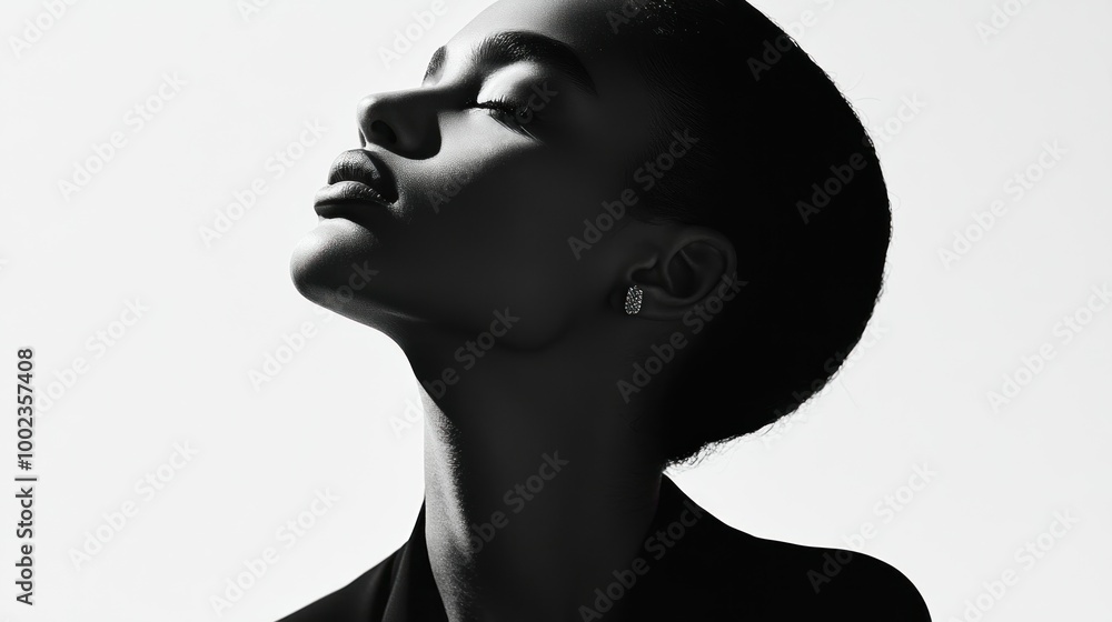 Close-up of a Woman's Face with Eyes Closed and Jewelry in Ear Close-up of a Woman's Face with Eyes Closed and Jewelry in Ear