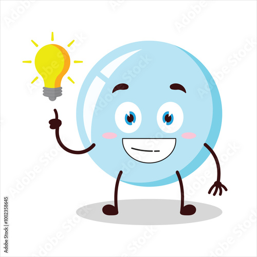Cute creative expression of bubble with shiny lamp cartoon character