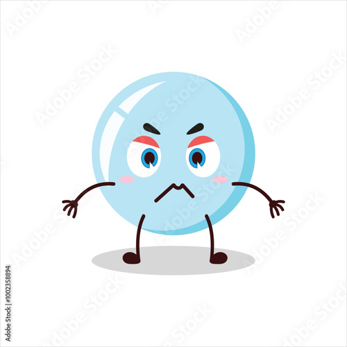 Cute irritated expression of bubble cartoon character