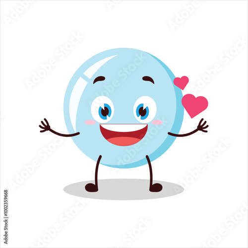 Cute fall in love expression of bubble cartoon character