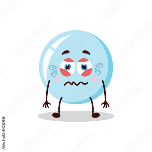 Cute upset expression of bubble cartoon character