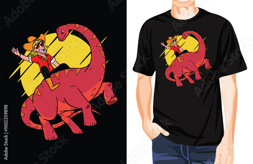 Cowboy diplodocus t-shirt design unique idea