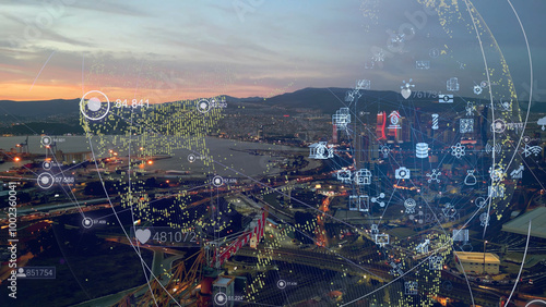 Smart city and communication network concept. Digital transformation. High quality 4k footage