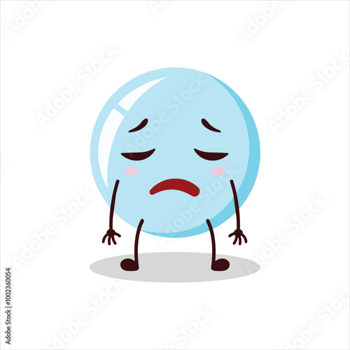 Cute tired expression of bubble cartoon character