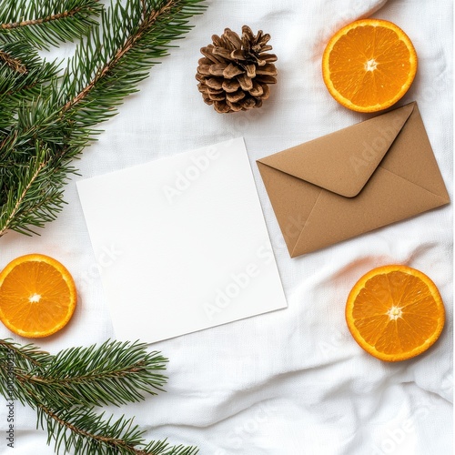 Festive Blank Greeting Card Mockup Scene