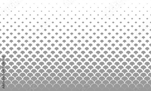 Vertical halftone with grey fish scale pattern background. Vector Illustration.